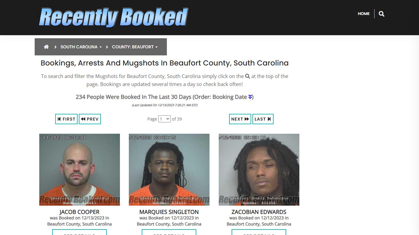 Bookings, Arrests and Mugshots in Beaufort County, South Carolina